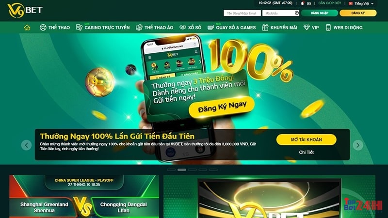 Tại trang web v9bet có giao diện siêu chất lượng