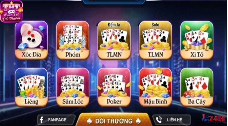 Kho game bài hấp dẫn tại cổng game đánh bài THT