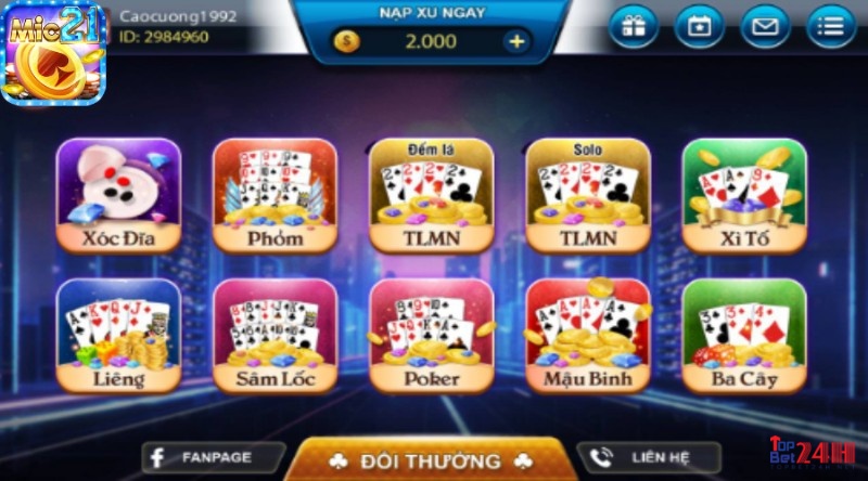 Top game bài nổi bật tại bai doi thuong mic21