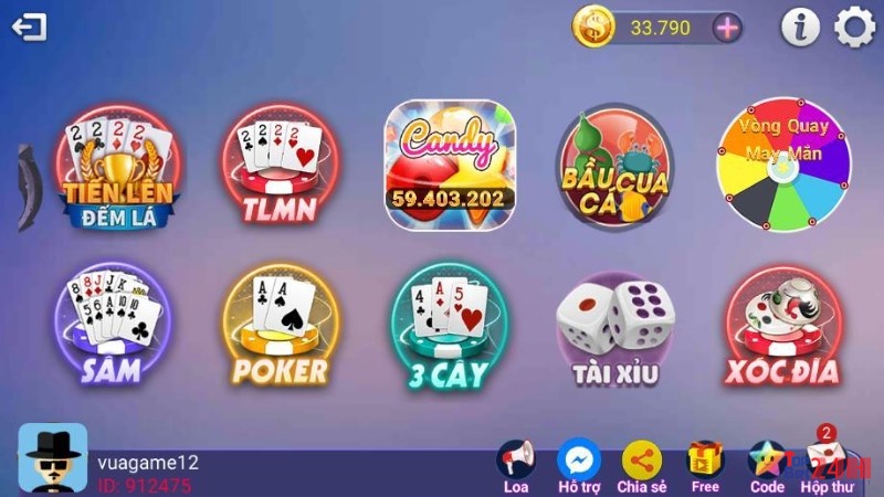 Cổng game vip cũng có nhiều trò chơi khác nhau