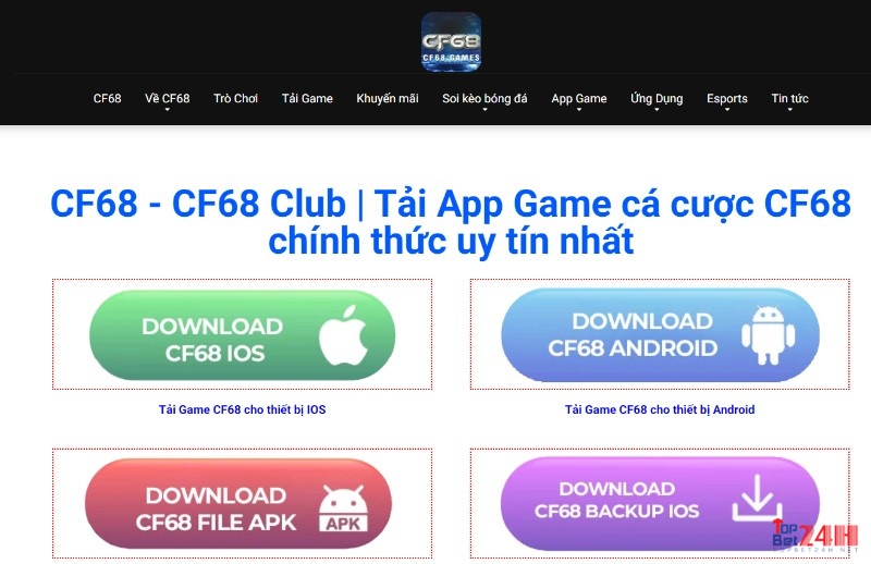 Giao diện thực tế của trang chu CF