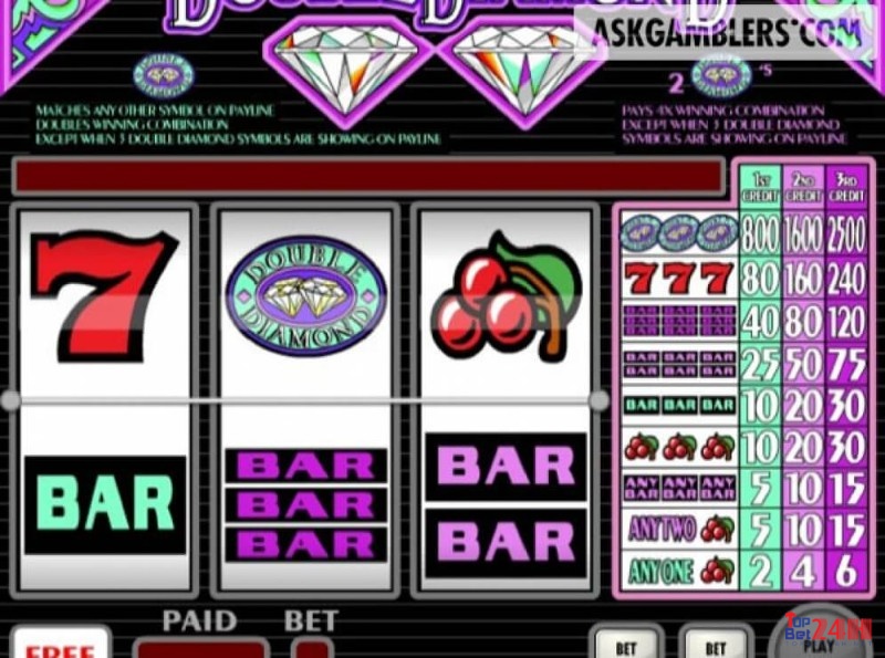 Game DOUBLE DIAMOND là game slot ba dòng gồm có anh đào và BAR cổ điển