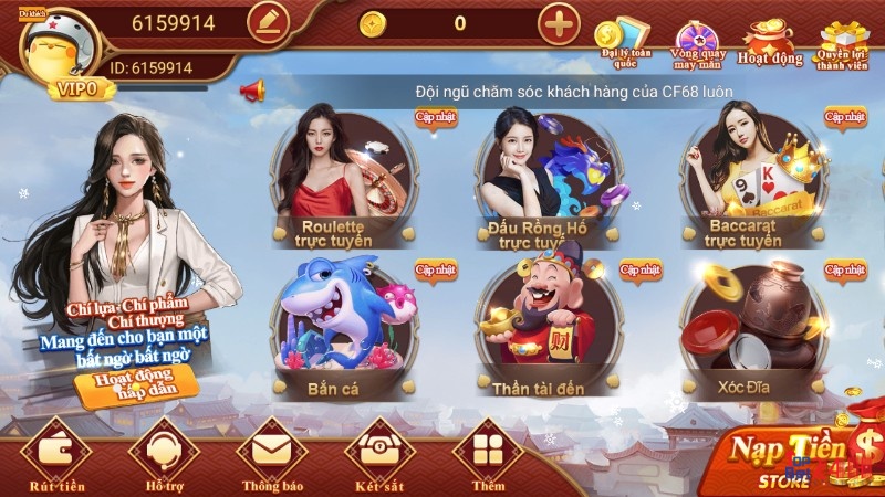 Danh sách top app game slot không thể bỏ qua CF68.DEV