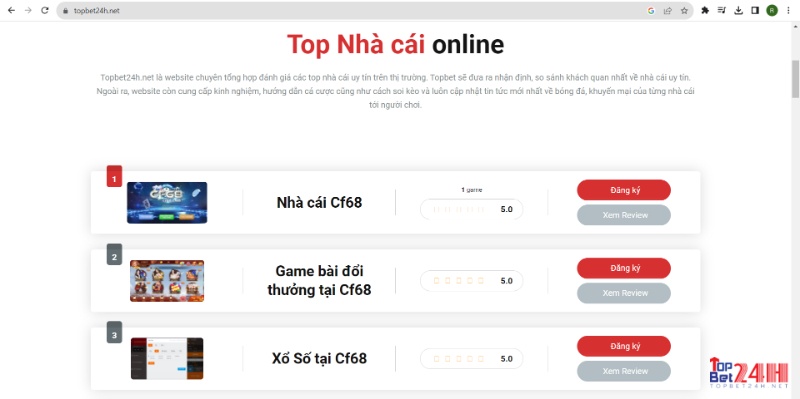 Tại Topbet có nhiều nhà cái uy tín chất lượng để anh em lựa chọn