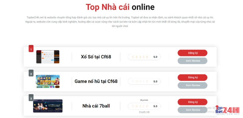 Top nhà cái uy tín được trang Topbet tổng hợp và gửi đến anh em