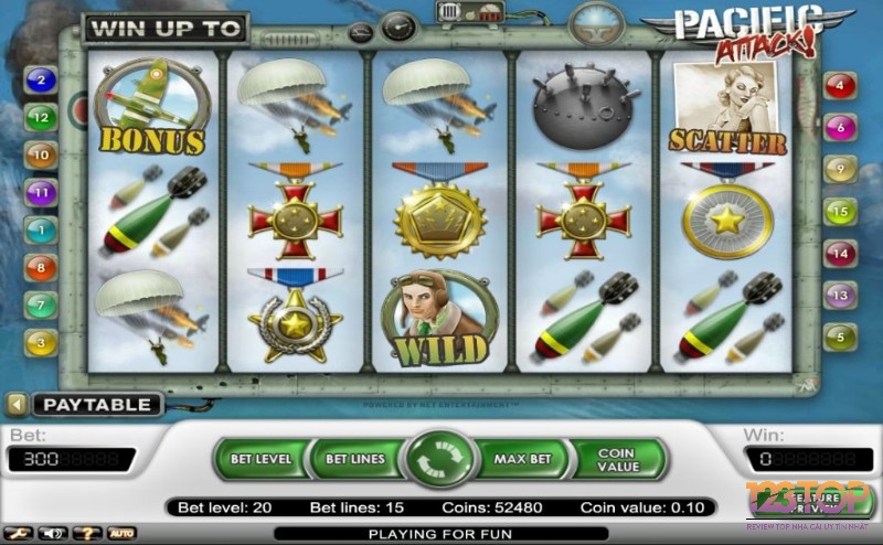 Đây là một trò chơi slot với 5 cuộn và 15 dòng thanh toán