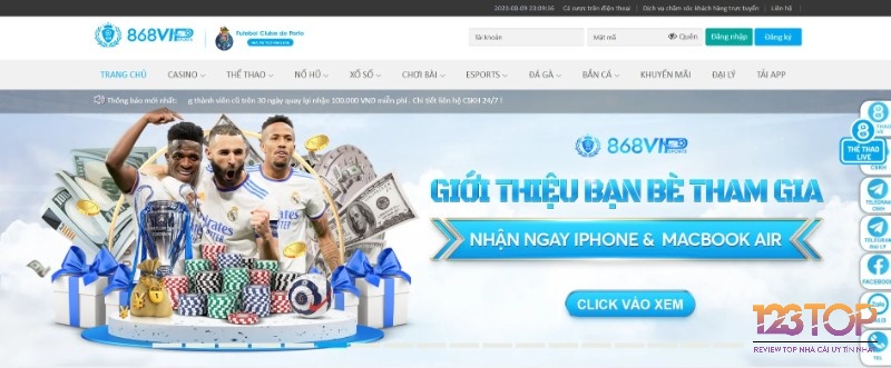 Giao diện hiện đại tại sân chơi đánh bài uy tín 868h