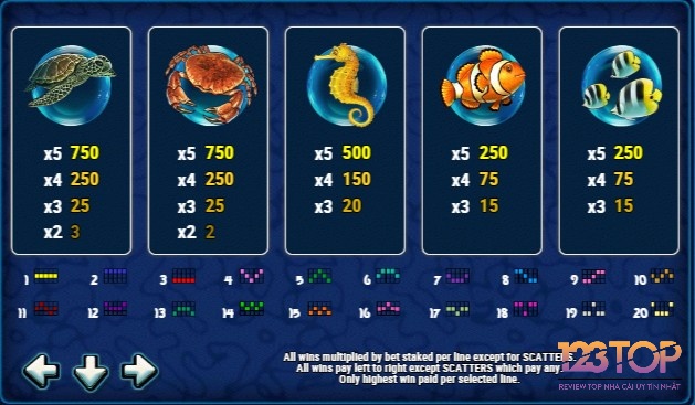 Các sinh vật biển trả thưởng cao trong Pearl Lagoon slot