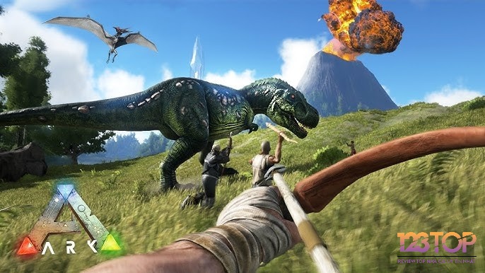 Trong ARK: Survival Evolved bạn có thể săn bắn, huấn luyện và chiến đấu với những con khủng long khổng lồ